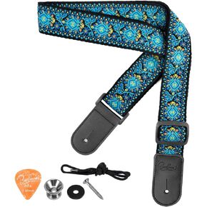 BestSounds Ukulele Strap, Jacquard Weave Adjustable Uke Mandolin Shoulder Straps for Adult & Kids, Ukulele Button Accessories (Teal Blue)