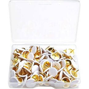100PCS Push Pins Wall Tacks Plastic Round Head Thumbtack for Home, School, Map, Office, Photo Wall, Cork Board (White)