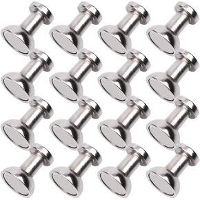 Magnetic Push Pins for Refrigerator Magnets, 16pcs Brushed Nickel for Office, Whiteboard, Map Magnets