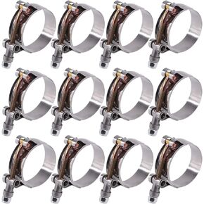 Glarks 8Pcs 41-46mm Stainless Steel T-Bolt Hose Clamps Turbo Intake Soft Hose Intercooler Clamps