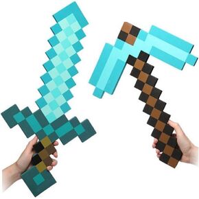 ThinkGeek Minecraft Foam Sword & Pickaxe Combo Set Of 2, Gray/Black, One Size