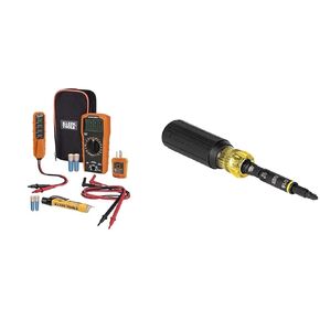 Klein Tools MM320KIT Digital Multimeter Electrical Test Kit, Non-Contact Voltage Tester & 32500HD Multi-Bit Screwdriver/Nut Driver, Impact Rated 11-in-1 Tool with Phillips