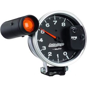 AUTO METER 233905 Autogage Monster Shift-Lite Tachometer, Black dial/Silver bezel, 5.000 in.