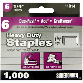 Surebonder 11014 Heavy Duty Duo-Fast Type, 1/4-Inch Leg Length, .485-Inch Crown Staple, 1000 Count