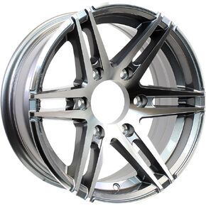 Two Aluminum Trailer Wheels 16X6 16 Inch Rim Gun Metal Machine 6 Lug PDSW66655GM