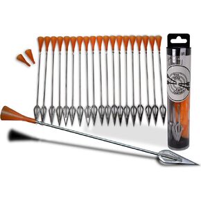 FSFF .625 Blowgun Darts Whisper Razor Dart widest sharpest broadhead darts, 20 pack big 8.25" cold dart for 0.625 bore blowguns steel blade high visibility fletched accurate cone