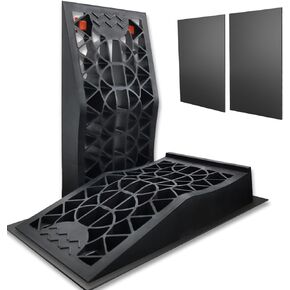Low Profile Car Ramps for Low Cars, Upgrade with Anti-Slip Pads, Portable Ramp for Car Lift Vehicle Tire Maintenance for Garage,Car Ramps for Oil Changes [2pack ramps & 2pcs Pads]