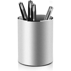 Vaydeer Metal Pen Holder Aluminum Pencil Holder for desk, Round Desktop Organizer and Black Pencil Cup for Office, School, Home and Stationary Supplies (3.15 x 3.15 x 3.94 Inches)