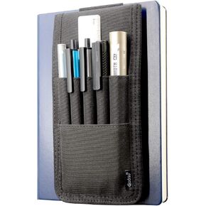 Adjustable Elastic Band Pen Holder, Velcro Pencil Holder, Pen Sleeve Case for Hard Cover Journals, Planners, Notebooks, Books, Binders, Fits Regular & Large Notebooks, Accessory Pocket, Detachable.