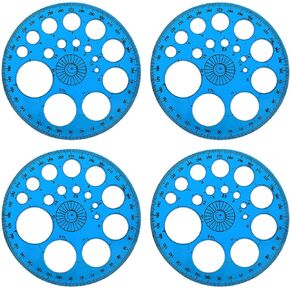 4pcs 360 Degree Protractor and Circle Maker Office School Drafting Supply Transparent Dark Blue