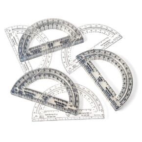 hand2mind Clear 6" Safe-T Protractor Set, 180 Degree Protractor for School, Clear Plastic Protractor Ruler, Geometry Tools, Protractors Bulk for Classroom, Math Teacher Supplies (Set of 24)