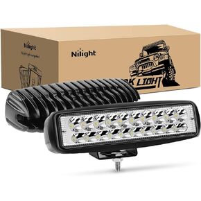 Nilight 2PCS Led Pods 6 Inch 60W Spot Light Bar 3000LM Driving Fog Off Road Lights 12V/24V for Trucks Jeep UTV ATV Marine Boat Golf Cart Trailer,2 Years Warranty