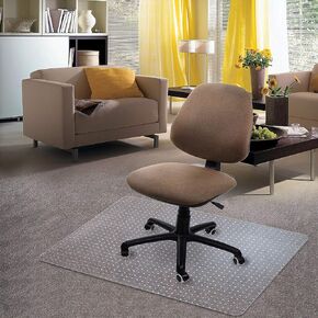 Kuyal Carpet Chair Mat, 48" x 36" PVC Home Office Desk Chair Mat for Floor Protection, Clear, Studded, BPA Free Matte Anti-Slip (36" X 48" Rectangle)