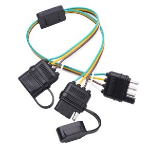 MICTUNING Universal 4 Way Flat Y-Splitter Plug and Play Adapter Extension Harness for LED Tailgate Light Bar and Trailer Lights