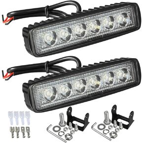 Partsam 6" LED Light Bar White 36W 6500K Super Bright Spot Work Pods Single Row Off Road Driving Fog Boat Light Waterproof SUV ATV 4WD Car Truck Golf Cart 12V 24V IP67 (2pcs)