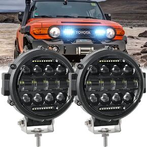 7" inch Round LED Work Light Bar, 60W Flood Spot Combo Beam LED Light Pods with Daytime Running Light, Off Road Driving Lights for Truck Pickup SUV ATV UTV, 4PCS