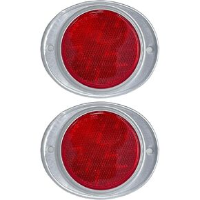 [ALL STAR TRUCK PARTS] Amber/Red 3" Round Reflector with Aluminum Base Screw On 2 Holes for Trucks, Towing, Trailers, RVs and Buses (2x Amber)