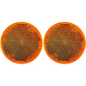 [All Star Truck Parts] [Qty 2] [Amber] 2" Inch Round Reflector Bike,Trailer, Truck, Boat, Mailbox, Construction, Equipment, RV, Camper with Super Strong Adhesive DOT/SAE Approved (Amber)