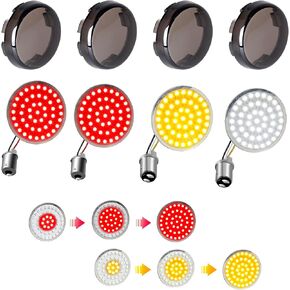 QUASCO Led أضواء إشارة الانعطاف 1157 أمامية + 1156 وميض خلفي مع عدسة مدخنة لغطاء رصاصة 2 بوصة متوافق مع Harley Dyna Sportster Softail Road Street Glide Road King Cruiser Turing in Kuwait