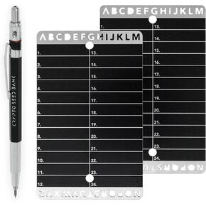 Etch A Pass - Engraving Kit for Secure Password Backup - Stainless Steel Cards with Integrated Letter Stencils and Tungsten Tipped Pen for Master Password Backup, Crypto Seed Phrases, and 2FA Codes