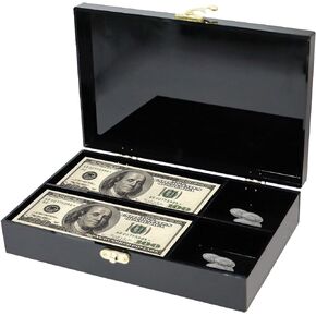 صندوق نقود أسود أكريليك قابل للقفل، حامل نقود وعملات معدنية، منظم نقد، صندوق تخزين عملات معدنية، صينية عملات صف واحد، صندوق تخزين أموال in Kuwait