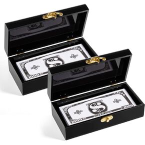 2 Pcs Acrylic Lockable Cash Box Cash Organizer Money Holder Single Row Currency Organizer Money Container for Cash Storage Saving Collector (Black)