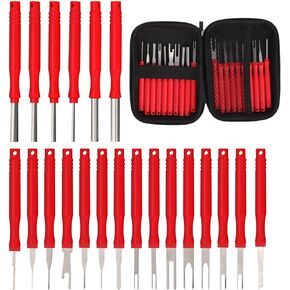 21pcs Terminal Pin Removal Tool Kit, Upgraded Electrical Wire Connector Pin Release Tool Kit, Electrical Connector Depinning Tool Set Terminal Pin Extractor Tool Kit for Household Devices Automotive
