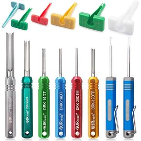 JRready ST5257-PRO Deutsch Connector Tool Kit for 4#8#16#12#20# Solid/Stamped Contacts 6-22 AWG, with Plastic DRK-RT1 Pin Removal Tool for Deutsch DT,DTM,DTP,DTV,HD Series Connector Release Tool