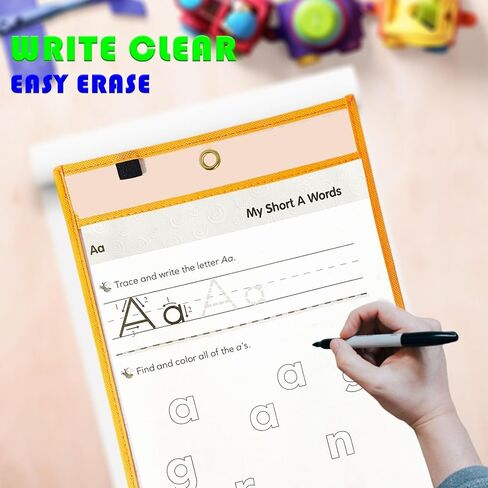 Dry Erase Pockets Magnetic Dry Erase Sleeves, Reused Plastic Sheet Protectors Paper Sheet Holder for Classroom Teacher Students Supplies in Kuwait