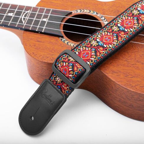 BestSounds حزام القيثارة، أحزمة كتف Uke Mandolin قابلة للتعديل من نسيج الجاكار للبالغين والأطفال، ملحقات أزرار القيثارة (أزرق مخضر) in Kuwait