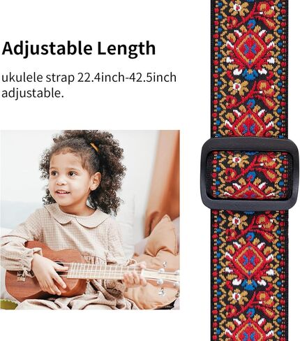 BestSounds حزام القيثارة، أحزمة كتف Uke Mandolin قابلة للتعديل من نسيج الجاكار للبالغين والأطفال، ملحقات أزرار القيثارة (أزرق مخضر) in Kuwait