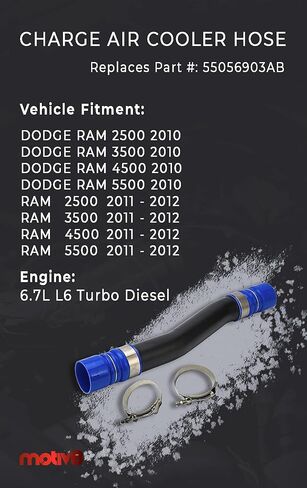 خرطوم CAC متوافق مع دودج رام 2500 3500 4500 5500 مبرد هواء الشحن / خرطوم مدخل المبرد الداخلي قناة الضغط العالي الجانب البارد | يستبدل: 55056903AB in Kuwait