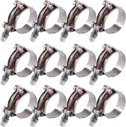 Glarks 8Pcs 41-46mm Stainless Steel T-Bolt Hose Clamps Turbo Intake Soft Hose Intercooler Clamps in Kuwait