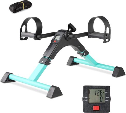 Pedal Exerciser - Portable Desk Cycle - Hand, Arm & Leg Exercise Peddling Machine - Low Impact, Adjustable Fitness Rehab Equipment for Seniors, Elderly - Folding Mini Stationary Bike in Saudi Arabia