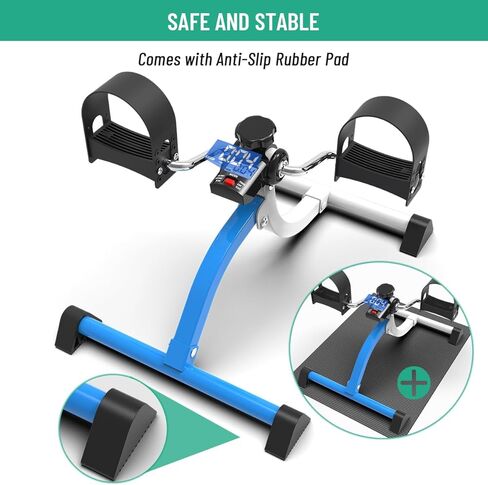 SivaExilis جهاز تمرين دواسة الدراجة تحت المكتب، جهاز تمرين دواسة القدم قابل للطي مع شاشة LCD وحصيرة مضادة للانزلاق للمنزل/المكتب، بائع متجول صغير محمول لكبار السن لتمرين الساقين/الذراعين، هدايا لكبار السن in Kuwait