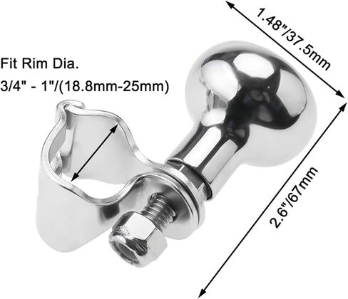 مقبض عجلة قيادة قارب Skyehomo، من الفولاذ المقاوم للصدأ للرياضات البحرية، مقبض دوار لعجلة القيادة، مقبض مناورة يناسب حجم الحافة 3/4"-1" in Kuwait