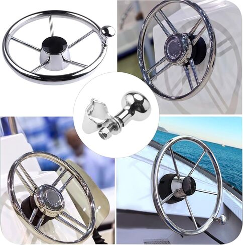 مقبض عجلة قيادة قارب Skyehomo، من الفولاذ المقاوم للصدأ للرياضات البحرية، مقبض دوار لعجلة القيادة، مقبض مناورة يناسب حجم الحافة 3/4"-1" in Kuwait