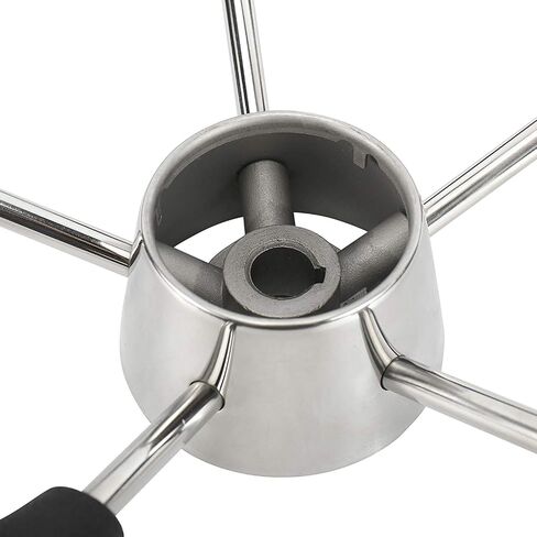 NovelBee 11-1/2 Inch Stainless Steel 5 Spoke Boat Marine Destroyer Steering Wheel with Black PU Foam (With Knob) in Saudi Arabia