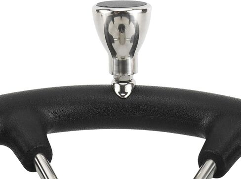 NovelBee 11-1/2 Inch Stainless Steel 5 Spoke Boat Marine Destroyer Steering Wheel with Black PU Foam (With Knob) in Saudi Arabia