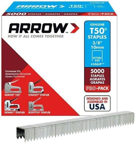 Arrow Fastener T50 506IP 3/8" Flat Crown Heavy Duty Steel Staples | Pro-Pack | 5000 Each Box in Saudi Arabia