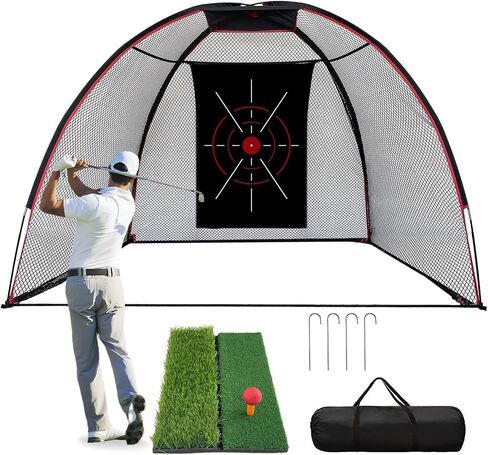 Golf Net, 10' Golf Hitting Nets for Backyard Practice Driving Chipping, Home Golf Swing Training Net Aids with Targets / 1 Golf Mat - Indoor Outdoor Golf Sports Game/Gifts for Men, Golf Lovers in Saudi Arabia