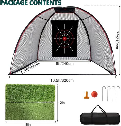 Golf Net, 10' Golf Hitting Nets for Backyard Practice Driving Chipping, Home Golf Swing Training Net Aids with Targets / 1 Golf Mat - Indoor Outdoor Golf Sports Game/Gifts for Men, Golf Lovers in Saudi Arabia