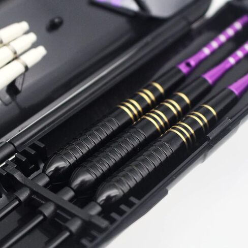 Steel Tip Darts 3 Pack 23 Grams Professional Darts Metal Tip Set with Brass Barrels Aluminum Shafts Extra 3 PVC Dart Shafts 8 Flight Protectors 12 Rubber O-Rings Dart Storage Case in Saudi Arabia