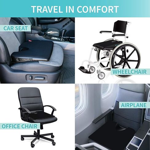 Gel Memory Foam Office Chair & Car Seat Cushion with Non-Slip Bottom – Tailbone Pain Relief Cushion, Ergonomic, Orthopedic Sciatica & Coccyx Pillow Cushion in Saudi Arabia