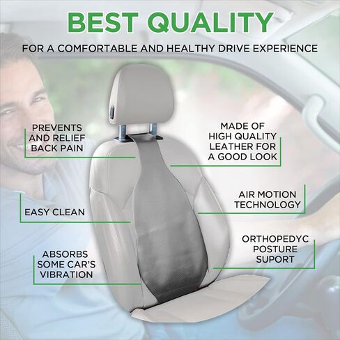 وسادة ظهر لدعم قطني من lebogner للسيارة - مسند ظهر بحركة هوائية لآلام أسفل الظهر - دعم لوضعية العظام حسب الطلب - وسادة قطنية لمقعد السيارة لتخفيف آلام الظهر in Kuwait