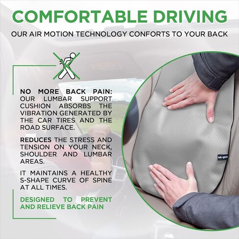 وسادة ظهر لدعم قطني من lebogner للسيارة - مسند ظهر بحركة هوائية لآلام أسفل الظهر - دعم لوضعية العظام حسب الطلب - وسادة قطنية لمقعد السيارة لتخفيف آلام الظهر in Kuwait
