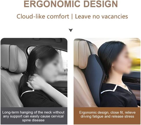 2 PCS Car Seat Headrest Neck Rest Cushion, Durable Memory Foam Comfortable Ergonomic Soft Car Seat Headrest, Breathable Removable Cover, for Neck Back Pain Relief in Saudi Arabia