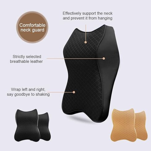 2 PCS Car Seat Headrest Neck Rest Cushion, Durable Memory Foam Comfortable Ergonomic Soft Car Seat Headrest, Breathable Removable Cover, for Neck Back Pain Relief in Saudi Arabia
