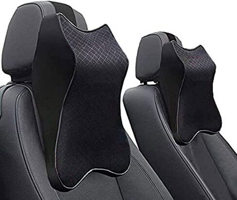 2 PCS Car Seat Headrest Neck Rest Cushion, Durable Memory Foam Comfortable Ergonomic Soft Car Seat Headrest, Breathable Removable Cover, for Neck Back Pain Relief in Saudi Arabia