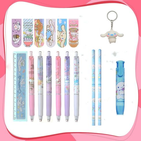 Kawaii Cute Cartoon School Office Supplies Stationery Gifts Set Includes Pencil Case,Pens,Sticky Note,Pins,Ruler,Eraser,Bookmarks,Stickers,Keychain,ID Card Holder for Girls Kids in Saudi Arabia